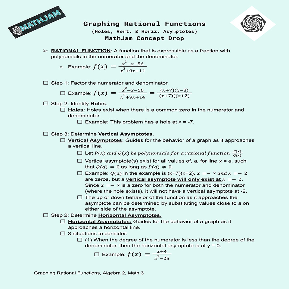 Graphing Rational Functions Concept Drop